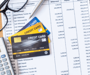 Cards on a sheet of paper, showing the data to be protected by PCI DSS compliance