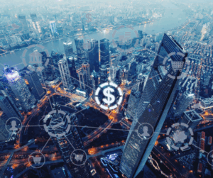 Various icons showing the many facets of Financial Services and Banking IAM