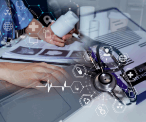 Healthcare professional logging into a hospital system with multi-factor authentication and user role verification