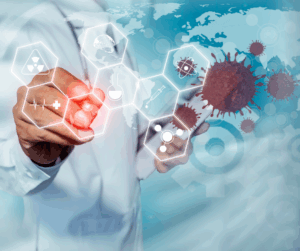 Doctor accessing electronic health records on a secure digital platform using identity authentication tools
