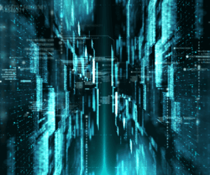 Abstract digital background showing secure data streams and authentication layers, symbolizing the technical architecture behind NIST 800-63 identity assurance levels.