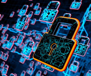 A brightly colored padlock, signifying the protection of IAM on AWS