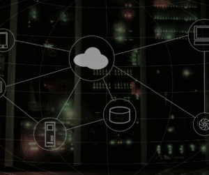 A cloud with lines, illustrating how cloud identity and access platforms connect to other assets in a business