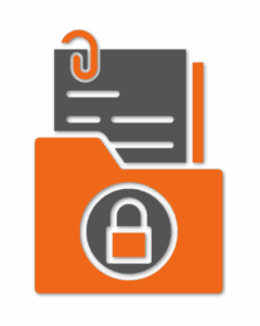 A folder with documents and a lock, symbolizing security documentation for FedRAMP